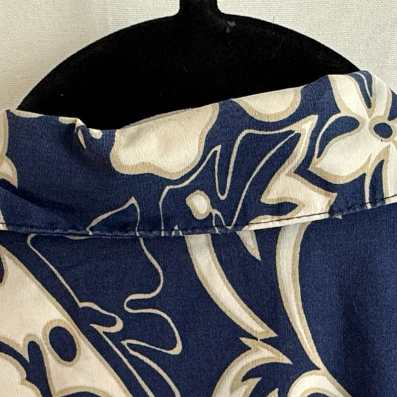 Vintage 90s Hilo Hattie Blue White Floral Hawaiian Aloha Shirt Mens Large - Picture 6 of 7